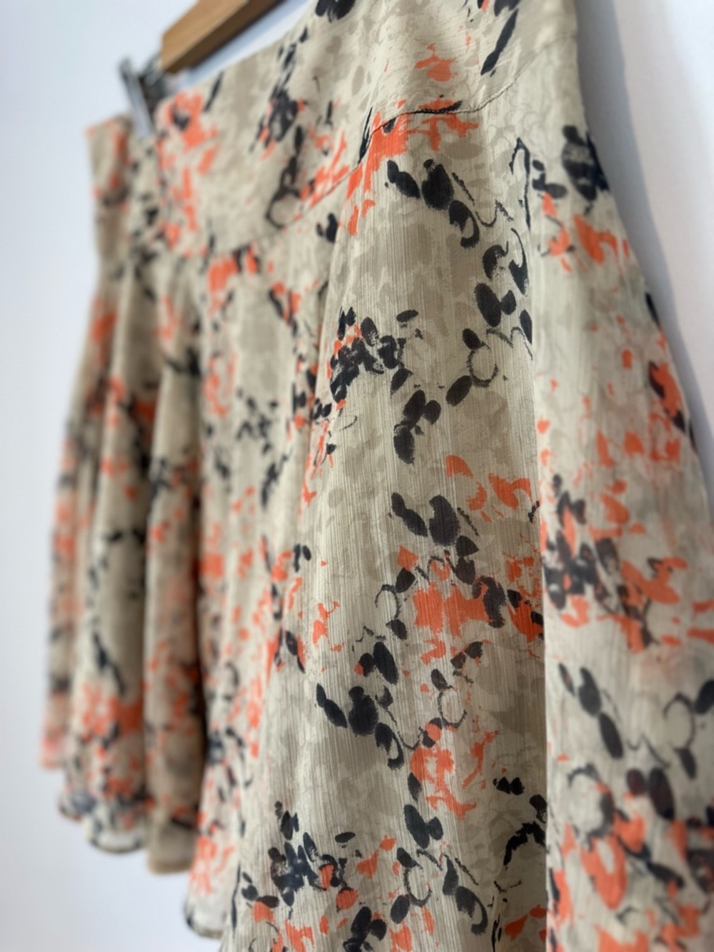 Floral Skater Skirt Beige Orange Brown Knee Length Flowy Lined Vera Moda - Picture 4 of 16